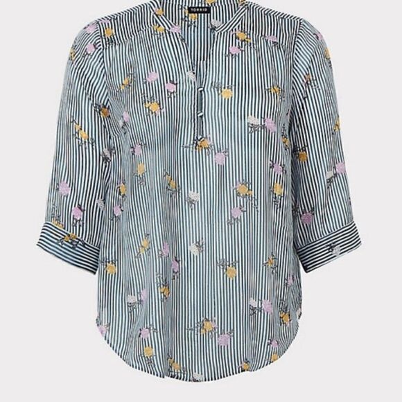 Torrid STRIPE FLORAL SHEER CHIFFON BLOUSE 4X - Picture 3 of 5